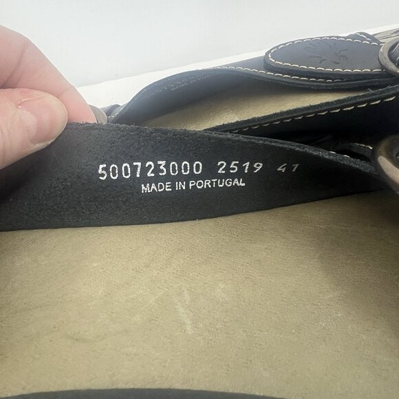 Fly London Tram Black Leather Wedge Sandals Womens 41 US 10-10.5 - Picture 5 of 10